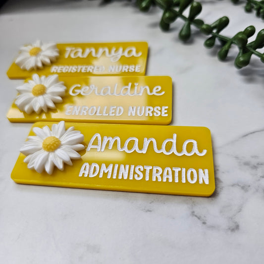 Yellow Daisy Name Badge
