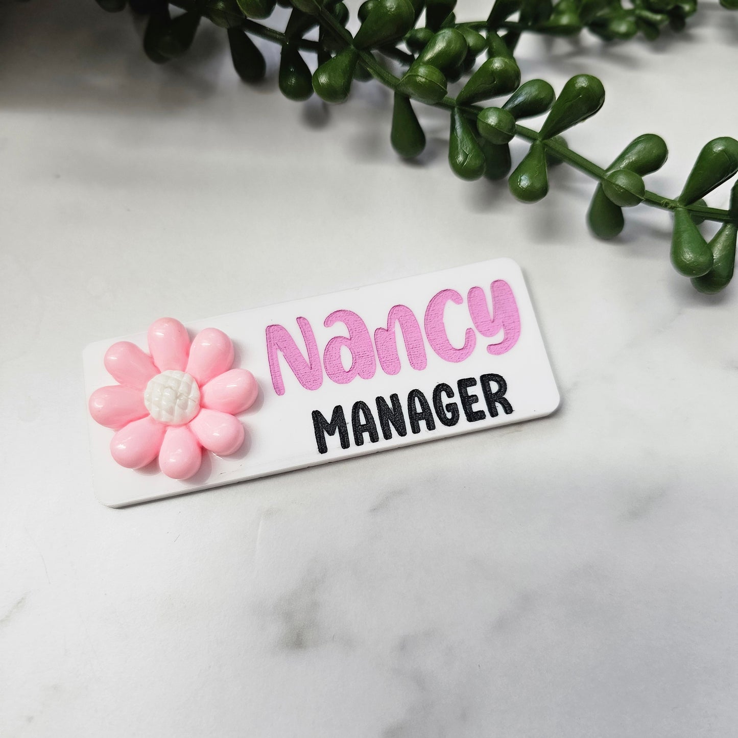 Floral Name Badge