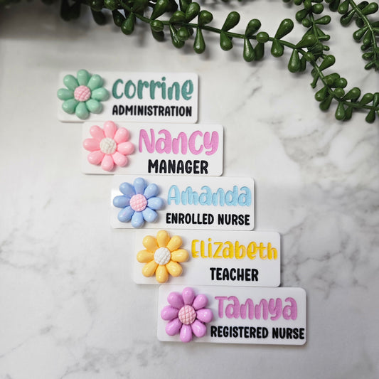 Floral Name Badge