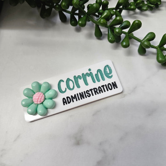 Floral Name Badge