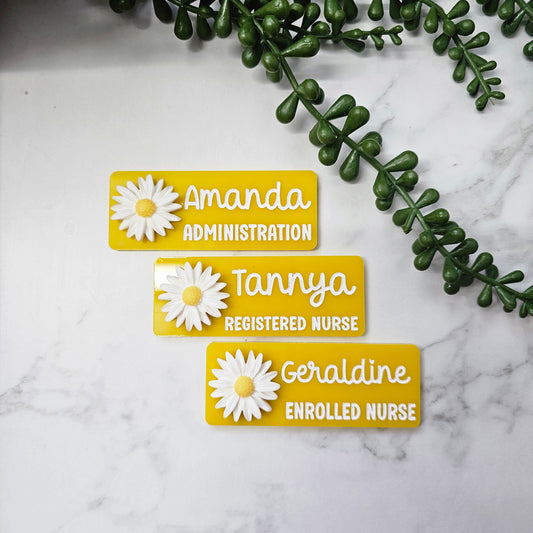 Yellow Daisy Name Badge