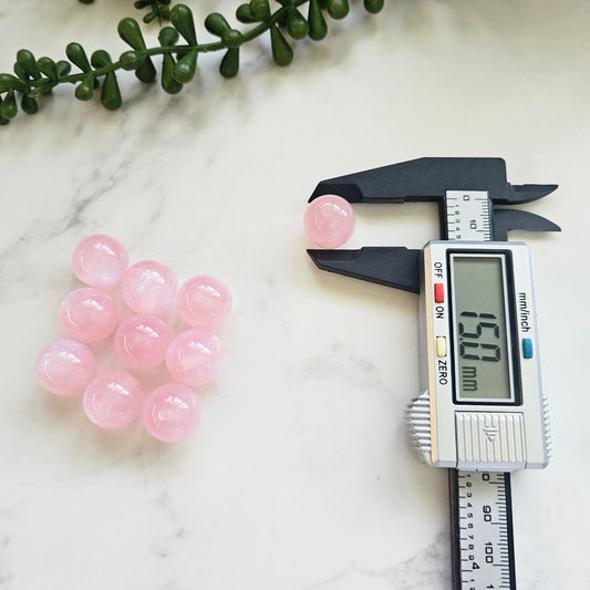 15mm sparkly pink acrylic beads (pack of 10)