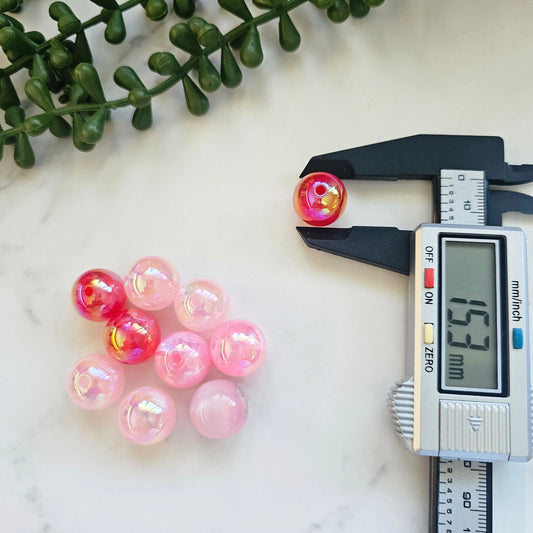 15mm pink mix acrylic beads (10 per pack, mixed pink colours)